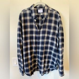 Five four plaid shirt button down navy blue